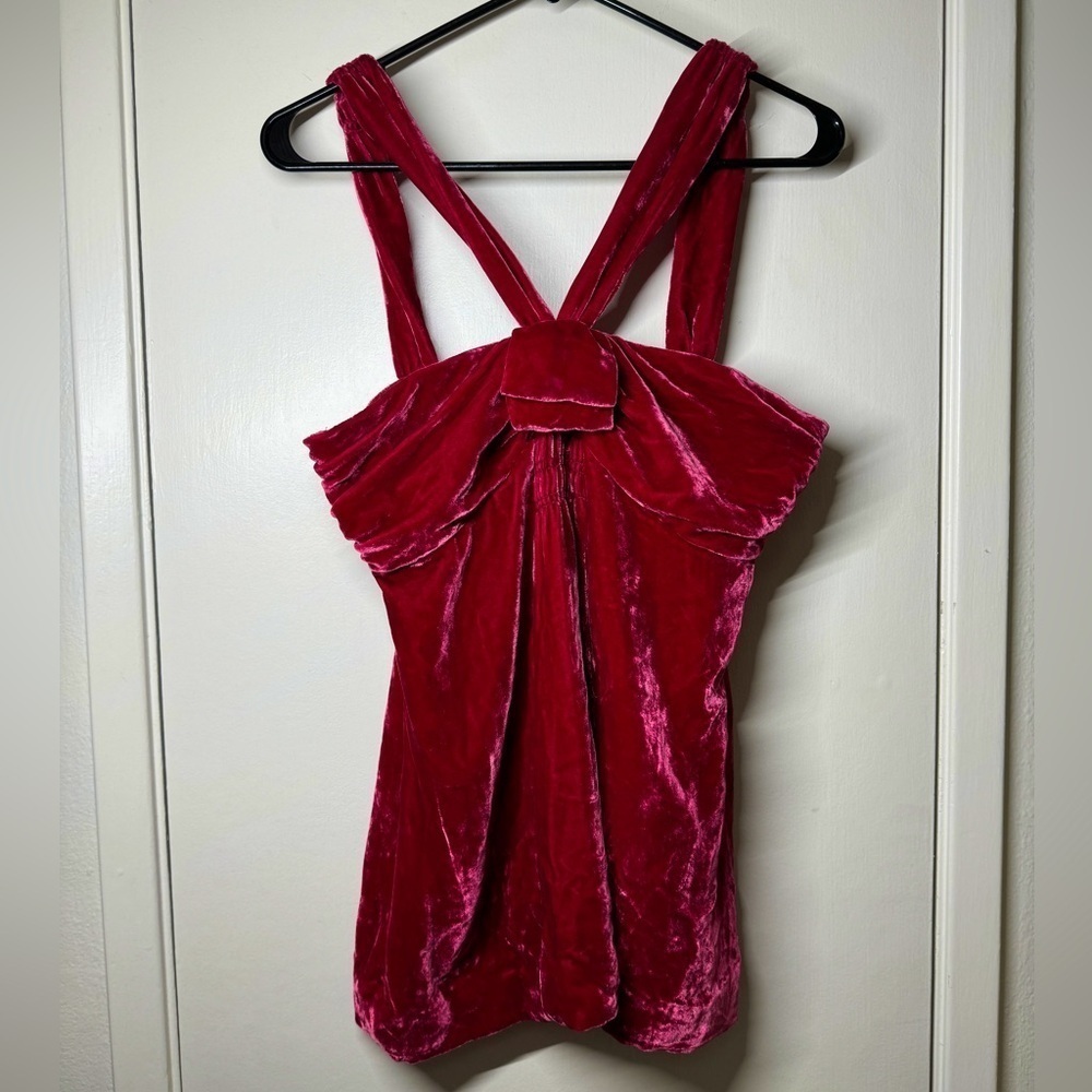 NWT Marc by Marc Jacobs Strawberry Daiquiri Pink Velvet Silk Blend Bow Blouse 6